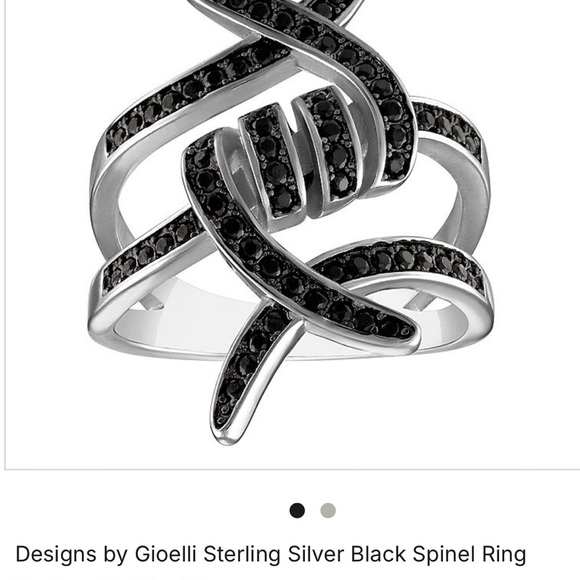 Designs by Gioelli Black Spinel Sterling Silver Barbed Wire Ring Size 8